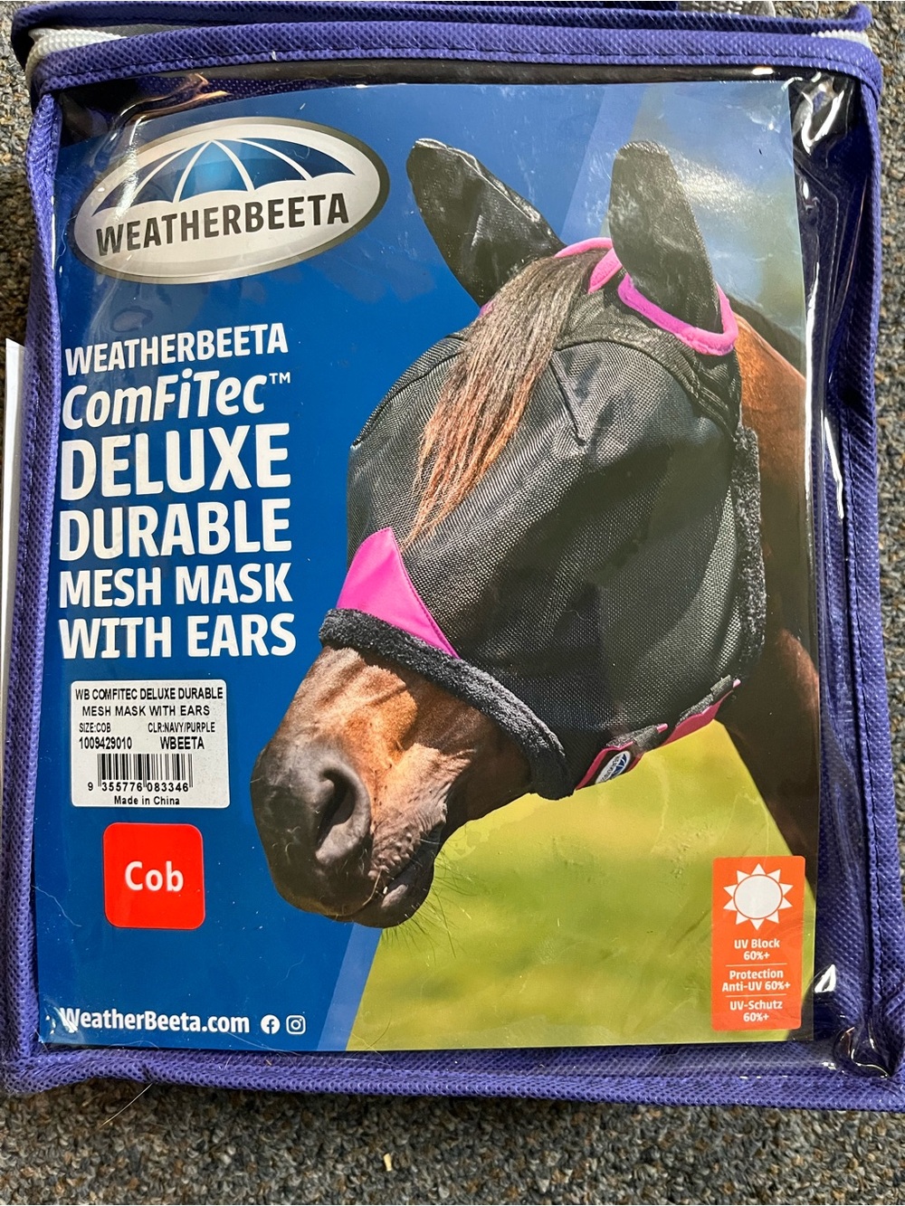 Deluxe Durable Mesh Mask with Ears - Black & Pink